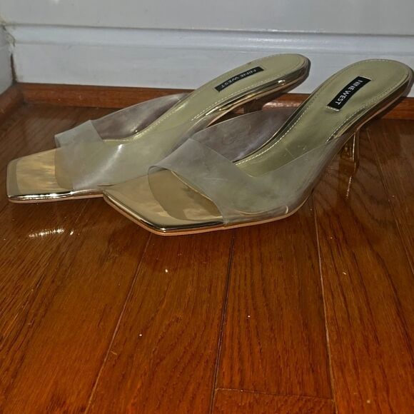 Nine West Gold and Clear Gold Women's Heels - Picture 2 of 4